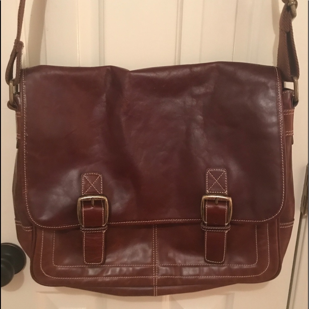 Beautiful Brown leather book, computer, work bag.